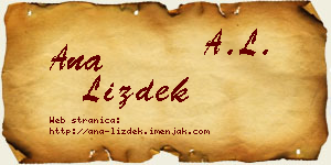 Ana Lizdek vizit kartica